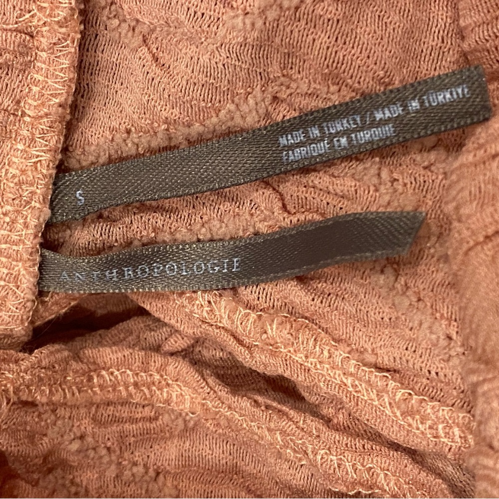 Mock Neck Small Anthropologie Ribbed Textured Top Blouse Dusty Pink Long Sleeve - Picture 4 of 6